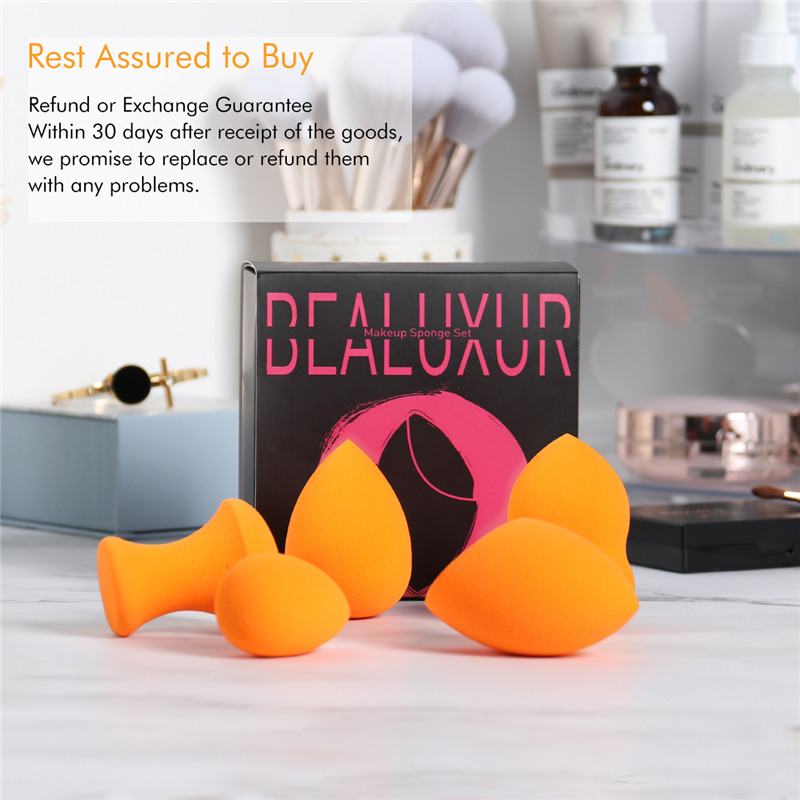 Makeup Sponge, BEALUXUR Foundation Sponge Makeup Foam Set with Multi Shape Sponges (5 Pcs)