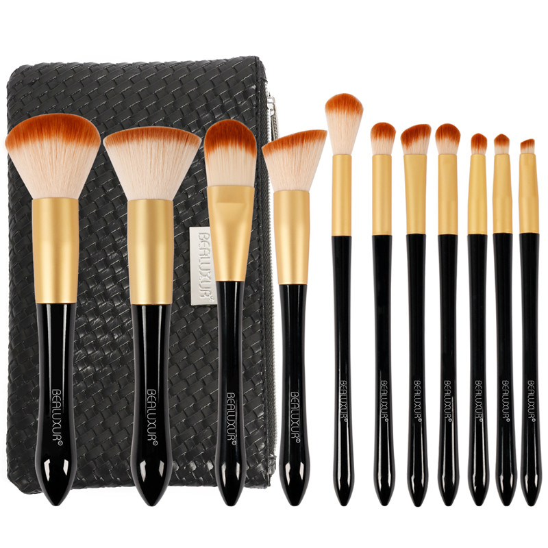 Makeup Brush Set，11pcs Makeup Brushes Premium Synthetic Bristles Powder Foundation Blush Contour Concealers Lip Eyeshadow Brushes Kit with Travel Makeup Bag…