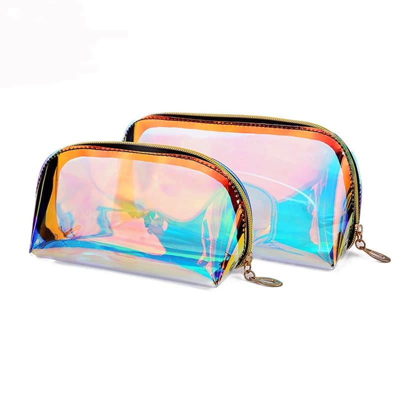 Custom Transparent TPU Holographic Cosmetic Bag Personalized Laser Pvc Makeup Bag